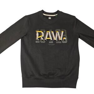G-STAR RAW DOT Sweatshirt Mens XS Dark Black Graphic Crewneck Streetwear Sweater